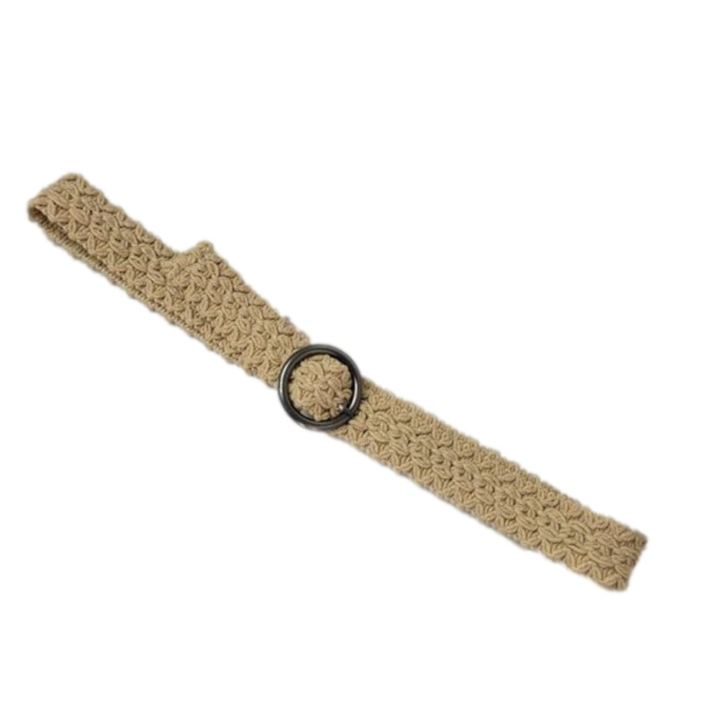 TAN Braided adjustable round buckle